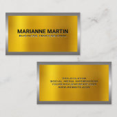 Metalen zilveren rand | Gouden glans achtergrond Visitekaartje (Voorkant / Achterkant)