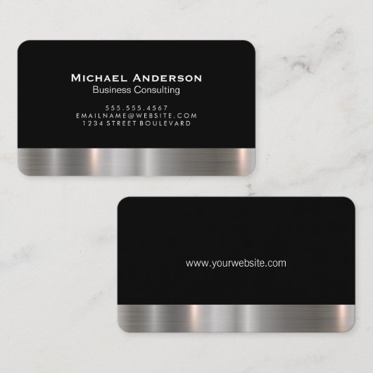 metalen zilveren trim visitekaartje (Voorkant / Achterkant)