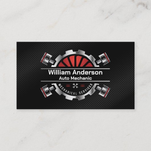 metalen zuigers | Automatische services | koolstof Visitekaartje (Voorkant)