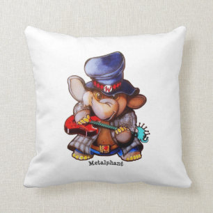 Metalfant met gitaar & Logo - Wit Kussen