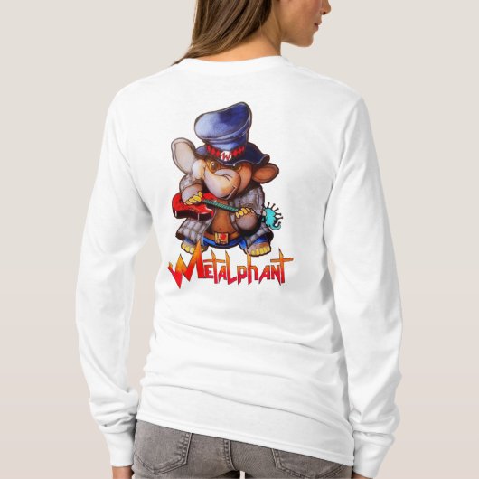 Metalfant met Guitar Long Sleeve Women's T-shirt (Achterkant)