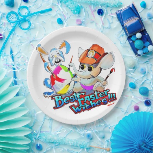 Metalfant paaspapier Bord (wit) (Feest)