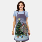 Metalfant Wilbur in licht over afdruk Apron Schort (Gedragen)