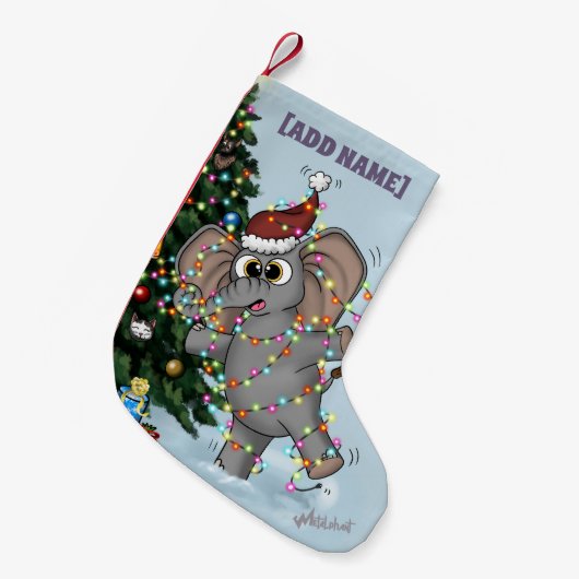 Metalfant Wilbur in licht Stocking Kleine Kerstsok (Voorkant (Hangend))