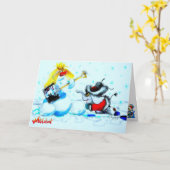 Metalfant Winter Scene Holiday Card Kaart (Gele Bloem)