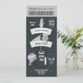 Metalhead Luxe Rock ’n’ Roll Wedding Ticket Kaart (Staand voorkant)