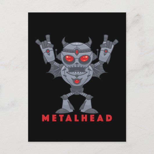 Metalhead - Zware metalen robotaril - met tekst Briefkaart (Voorkant)