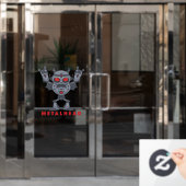 Metalhead - Zware metalen robotaril - met tekst Raamsticker (Kantoordeur)