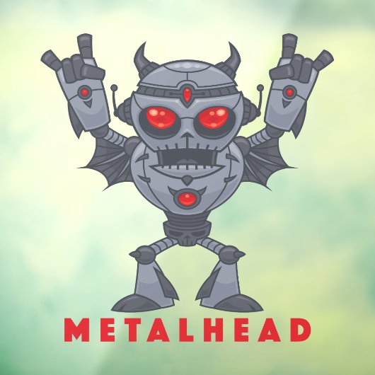 Metalhead - Zware metalen robotaril - met tekst Raamsticker (Vel 3)
