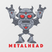 Metalhead - Zware metalen robotaril - met tekst Raamsticker (Vel)