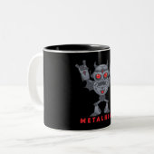 Metalhead - Zware metalen robotaril - met tekst Tweekleurige Koffiemok (Voorkant links)