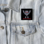 Metalhead - Zware metalen robotaril - met tekst Vierkante Button 5,1 Cm (In situ)