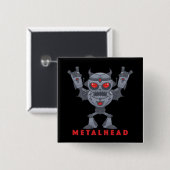 Metalhead - Zware metalen robotaril - met tekst Vierkante Button 5,1 Cm (Voorkant /achterkant)