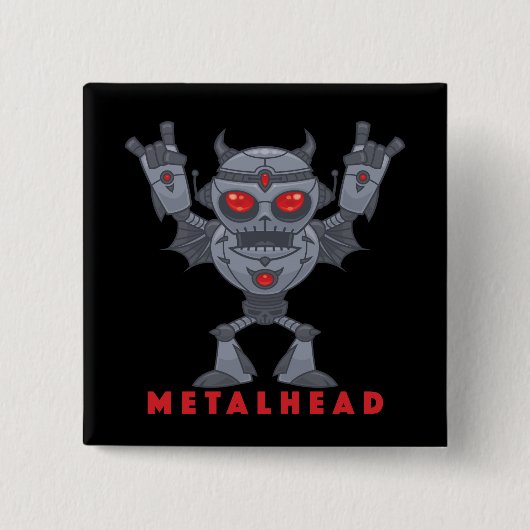 Metalhead - Zware metalen robotaril - met tekst Vierkante Button 5,1 Cm (Voorkant)