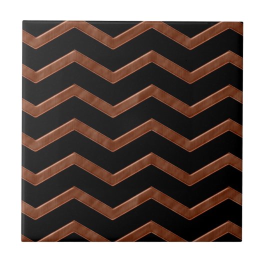Metalic Bronze Zig Zag Pattern Tegeltje (Voorkant)
