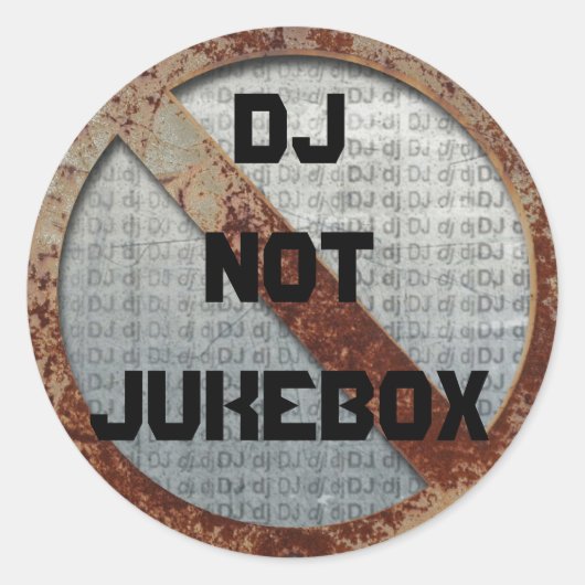 Metalic DJ niet jukebox sticker (Voorkant)