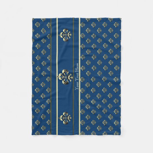 Metalic Fleur de lis (Gold) Fleece Deken (Voorkant)