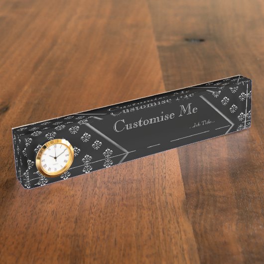 Metalic Fleur de lis (Silver) Naambordje (Zijkant)