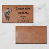 Metalic Kokopelli Aged Leather Visitekaartje (Voorkant / Achterkant)