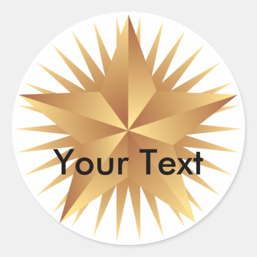 Metalic look Gold Star-stickers Ronde Sticker (Voorkant)