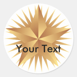 Metalic look Gold Star-stickers Ronde Sticker