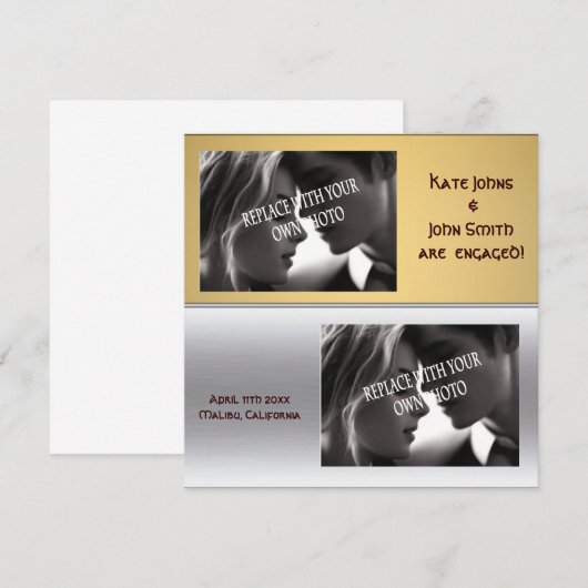 Metalic modern Square Verloving aankondiging (Voorkant / Achterkant)