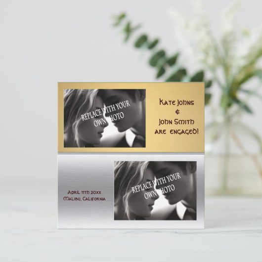 Metalic modern Square Verloving aankondiging (Staand voorkant)
