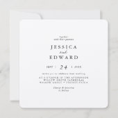 Metalic Silver en Black Photo Wedding Kaart (Voorkant)