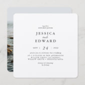 Metalic Silver en Black Photo Wedding Kaart (Voorkant / Achterkant)