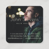 Metalic Silver en Golden Mustache Hair Barber Vierkante Visitekaartje (Achterkant)