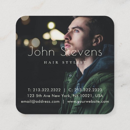 Metalic Silver en Golden Mustache Hair Barber Vierkante Visitekaartje (Achterkant)