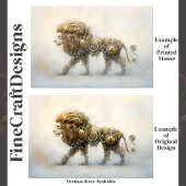 Metalic Steampunk Lion Wheels Cogs E8L Decoupage Tissuepapier