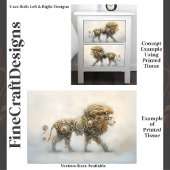 Metalic Steampunk Lion Wheels Cogs E8R Decoupage Tissuepapier