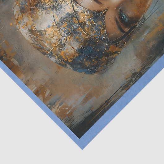 Metalic Vrouw Olieverfschilderij Decoupage Links 1 Tissuepapier (Detail)