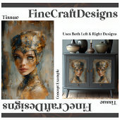 Metalic Vrouw Olieverfschilderij Decoupage Links 1 Tissuepapier