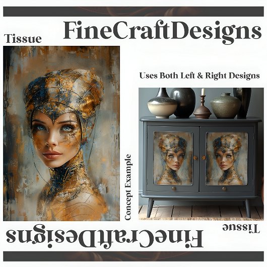 Metalic Vrouw Olieverfschilderij Decoupage Links 1 Tissuepapier