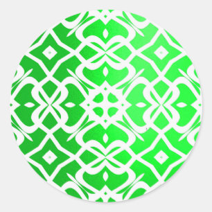 Metalic X Kant Pattern Sticker- Limoen & Wit Ronde Sticker