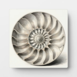 Metalische Nautilus Schelp Spiraal Geometrisch Fotoplaat