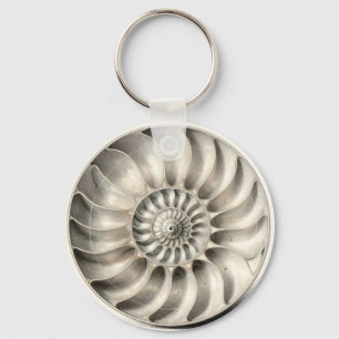 Metalische Nautilus Schelp Spiraal Geometrisch  Sleutelhanger