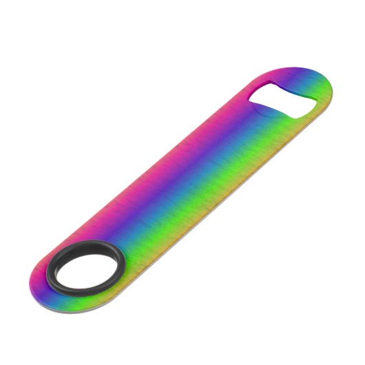 Metalische regenboogbalk speed flessenopener (Voorkant Gekanteld)