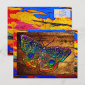 Metalische regenbooglandvlinder briefkaart (Voorkant / Achterkant)