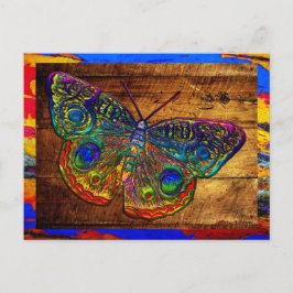 Metalische regenbooglandvlinder briefkaart