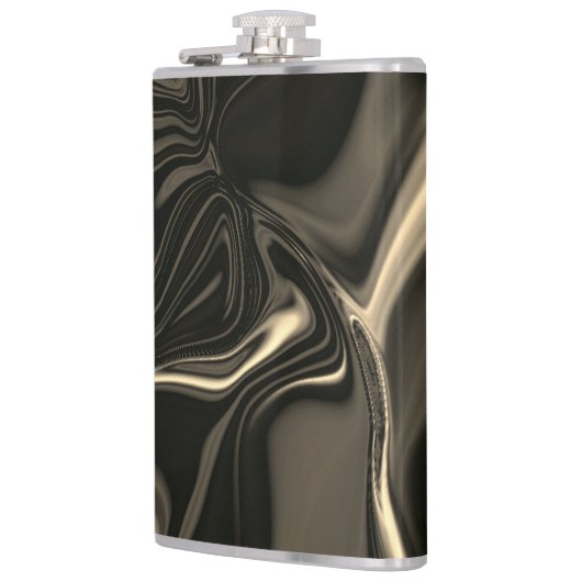 Metalische sepia-golvingen boven donkere achtergro heupfles (Links)