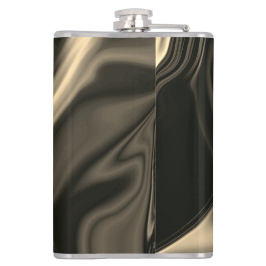 Metalische sepia-golvingen boven donkere achtergro heupfles (Achterkant)