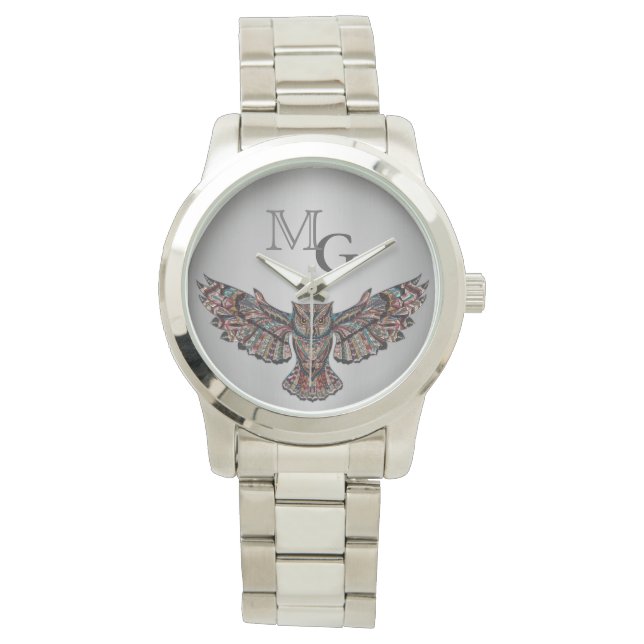 Metalized Owl Art Horloge (Voorkant)