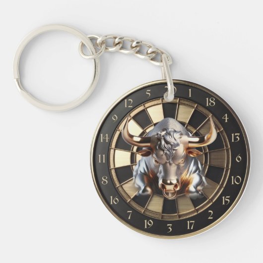 Metall Dartboard mit Bulle - golden Bull Sleutelhanger (Voorkant)