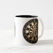 Metall Dartboard mit Bulle - golden Bull Tweekleurige Koffiemok (Voorkant rechts)