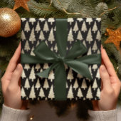 Metallic 14k Gold Glitter-kerstbomen op zwart cade Cadeaupapier