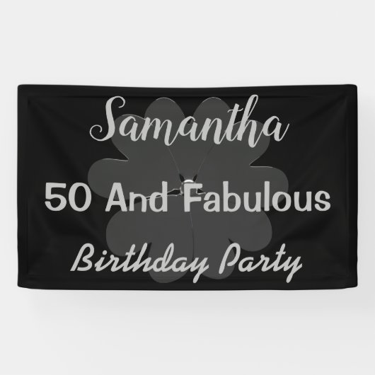 Metallic 3D Silver Flower 50 & Fabulous Banner (Horizontaal)