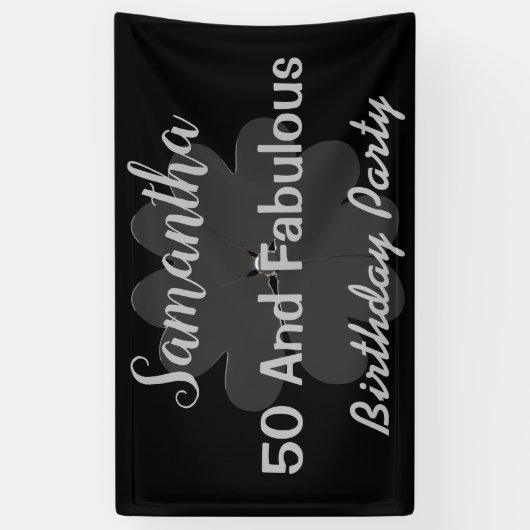 Metallic 3D Silver Flower 50 & Fabulous Banner (Verticaal)